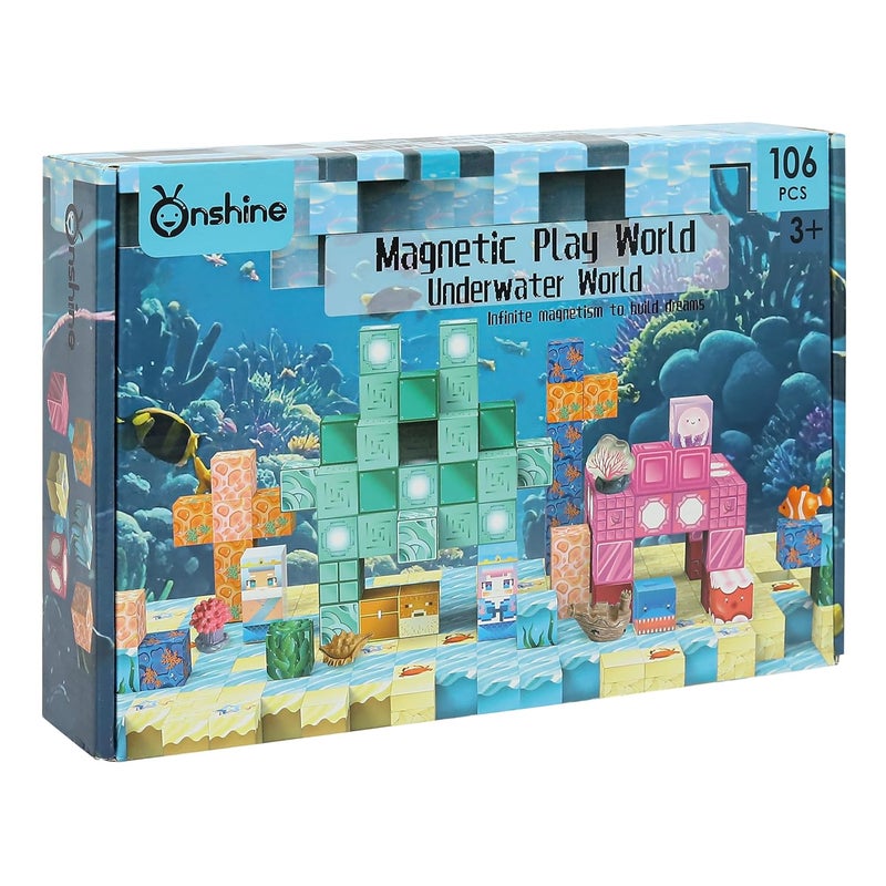Knick Knack Magnetic Play World Underwater World Building Blocks - 106 Pieces for Kids Ages 3+ - Image 1